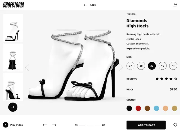 Alpha Shoestopia Diamonds High Heels - The Sims 4 Custom Content