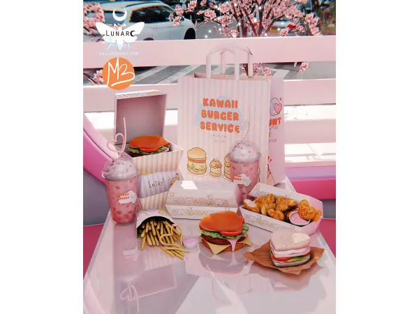 Mix Kawaii Burger Service Collection - The Sims 4 Custom Content