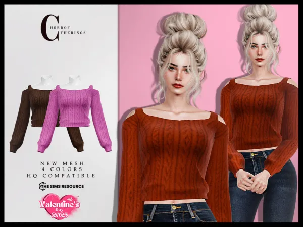 Alpha Valentine's Day Top T 730 by ChordoftheRings - The Sims 4 Custom Content