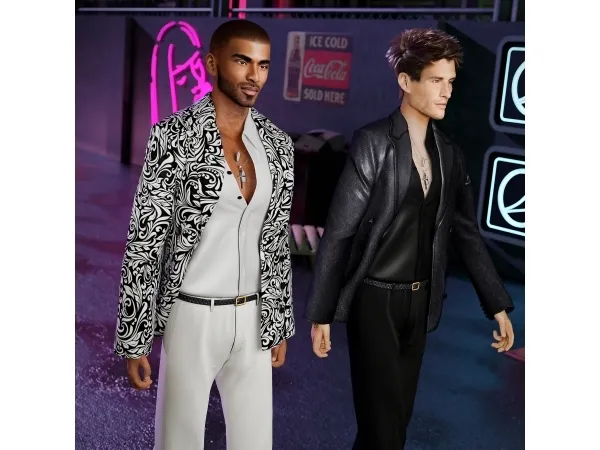 Alpha Double Breasted Jacket with Shirt - The Sims 4 Custom Content