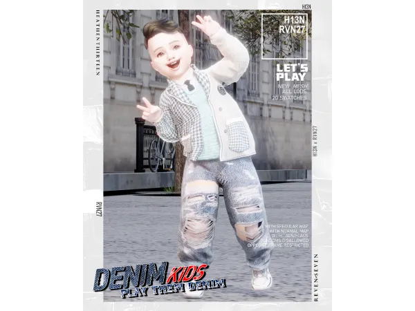 Alpha Toddler's High Street Retro Ripped Jeans by heathenthirteen - The Sims 4 Custom Content