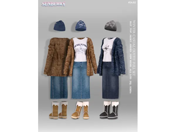 Alpha [SUNBERRY] 2482 Winter Casual Outfit Full Set - The Sims 4 Custom Content