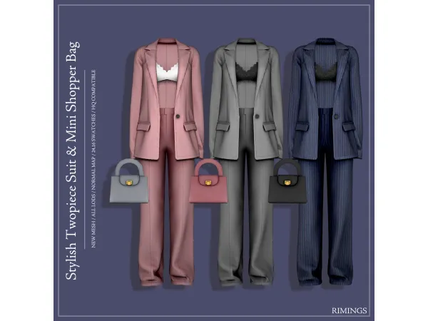 Alpha [RIMINGS] Stylish Twopiece Suit Mini Shopper Bag - The Sims 4 Custom Content