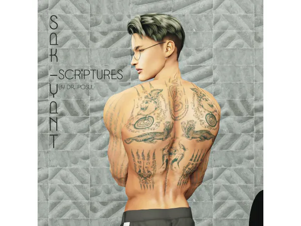 Mix Tattoo Collection Sak Yant Pallet Scripture Strength by po_sul - The Sims 4 Custom Content