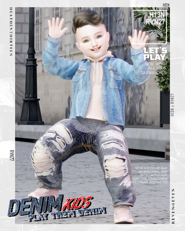 Alpha Toddler's Plaid Inside Shirt Country Denim Jacket by simsfinds - The Sims 4 Custom Content