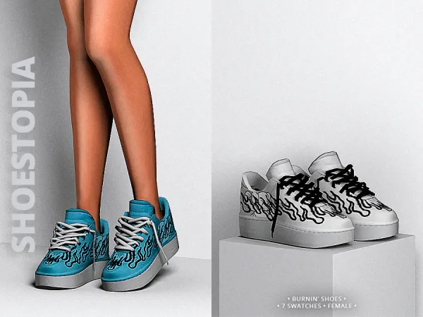 Alpha Shoestopia Burnin' Sneakers - The Sims 4 Custom Content