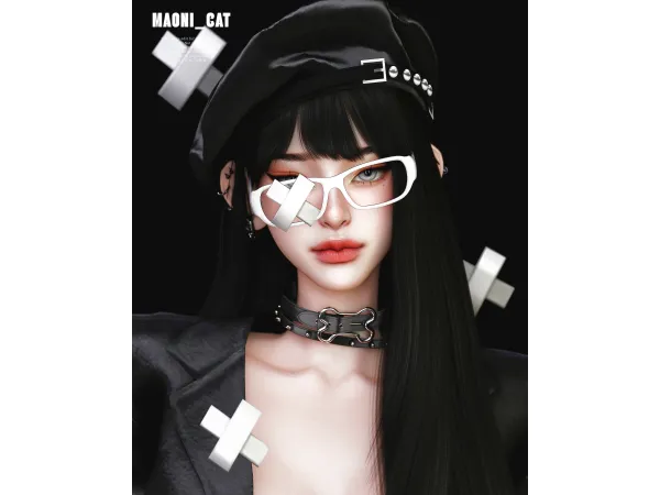 Alpha Cross Bandage Glasses by Maonicat - The Sims 4 Custom Content