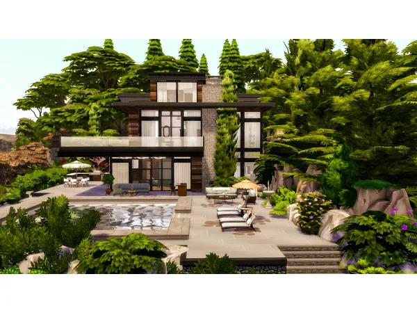 Mix MODERN OCEAN VILLA by Danuta720 - The Sims 4 Custom Content