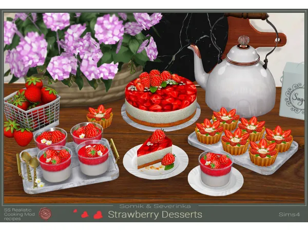 Alpha Desserts with strawberries severinka by somik - The Sims 4 Custom Content