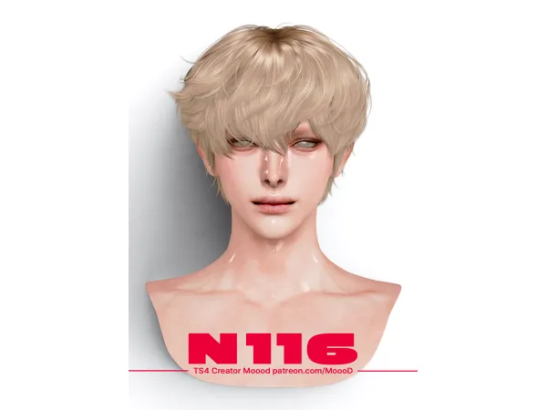 Alpha MoooD Hair N116 - The Sims 4 Custom Content