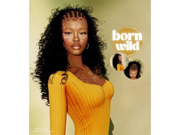 Alpha born wild hair by Kyra's World - The Sims 4 Custom Content