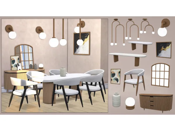 Mix DINING ROOM by Comiko - The Sims 4 Custom Content