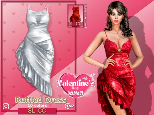 Alpha Valentine'sDay_2025_Ruffled_Dress by SL_CCSIMS - The Sims 4 Custom Content