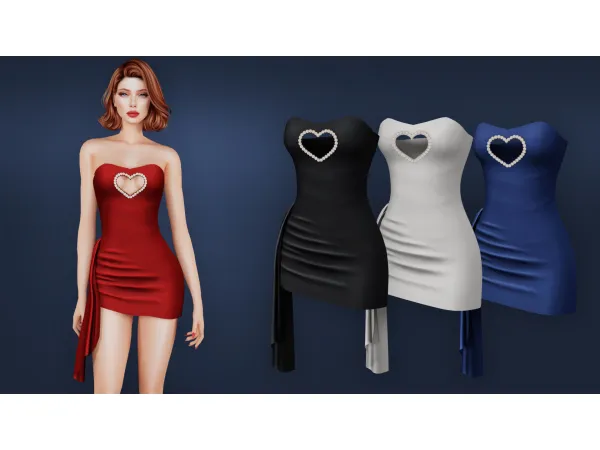 Alpha DRESS WITH A PEARL HEART CUTOUT by MysteriousOo - The Sims 4 Custom Content