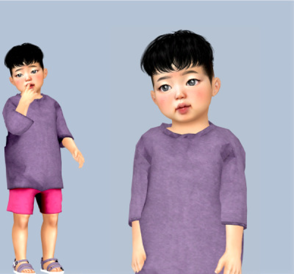 Alpha MOOOD Hair N109 CONVERSION FOR CHILDTODDLER AND INFANT by simsfinds - The Sims 4 Custom Content