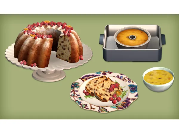 Chicken Quesadilla Venison Steak and Festive Bundt Cake by jacky93sims - The Sims 2 Custom Content