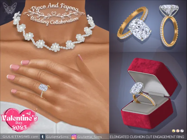 Alpha Elongated Cushion Cut Diamond Engagement Ring - The Sims 4 Custom Content