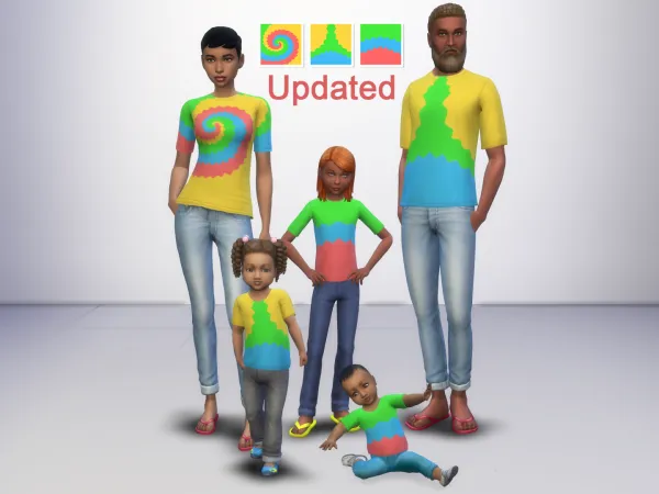 Maxis Match (Updated) ACNH Rainbow Tie Dye T shirt (all ages) by Deastrumquodvicis - The Sims 4 Custom Content
