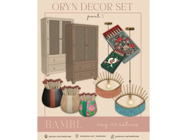 Alpha Oryn Decor Set 3 by bambisims - The Sims 4 Custom Content