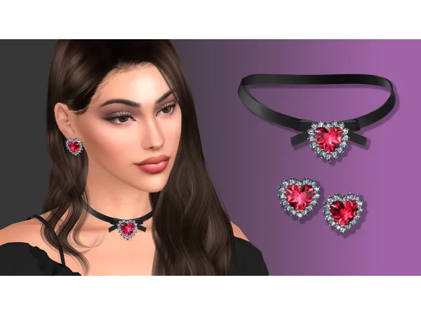 Alpha CRYSTAL HEART JEWELRY SET by NataliS - The Sims 4 Custom Content