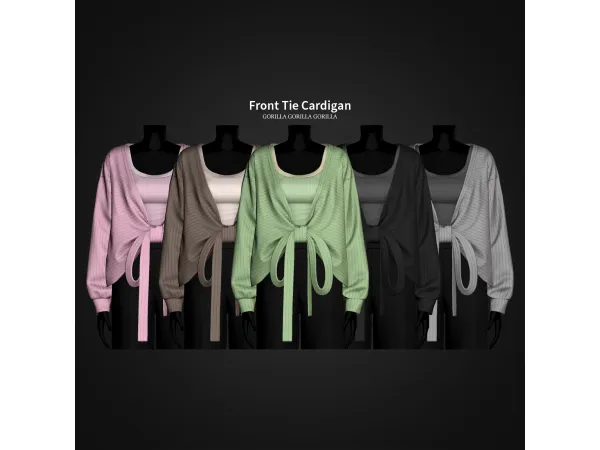Mix Front Tie Cardigan by gorillax3 - The Sims 4 Custom Content
