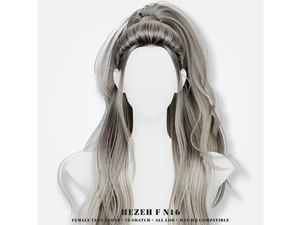 Alpha [Hezeh]FHair_No16 - The Sims 4 Custom Content