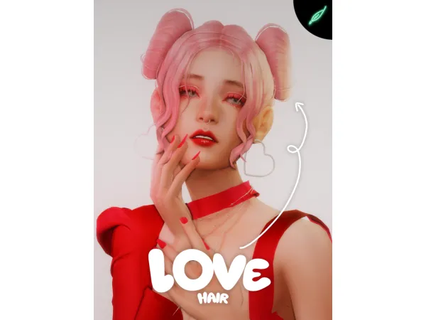 Maxis Match love hair (heart space buns) by thatonegreenleaf - The Sims 4 Custom Content