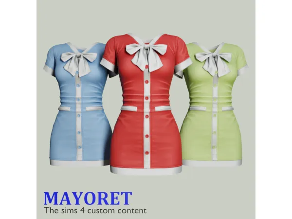 Alpha Mayoret Sherine Mini Dress - The Sims 4 Custom Content