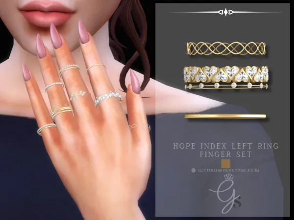 Alpha Hope Ring Set by GlitterberryFly - The Sims 4 Custom Content