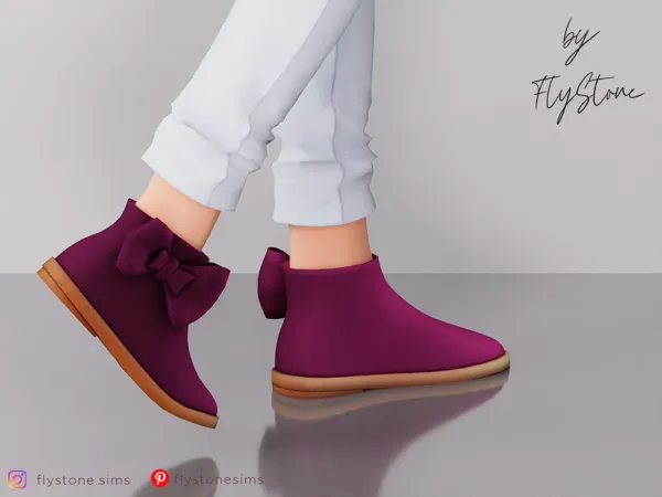 Maxis Match Female Boots With Big Bow by FlyStone - The Sims 4 Custom Content