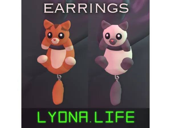 Maxis Match Sims 4 EARRINGS Cats 3 versions by lyona life - The Sims 4 Custom Content