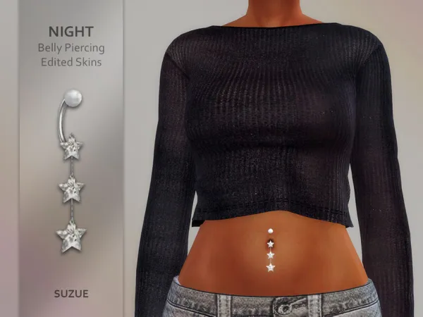 Alpha Night Belly Piercing Edited Skins by Suzue - The Sims 4 Custom Content