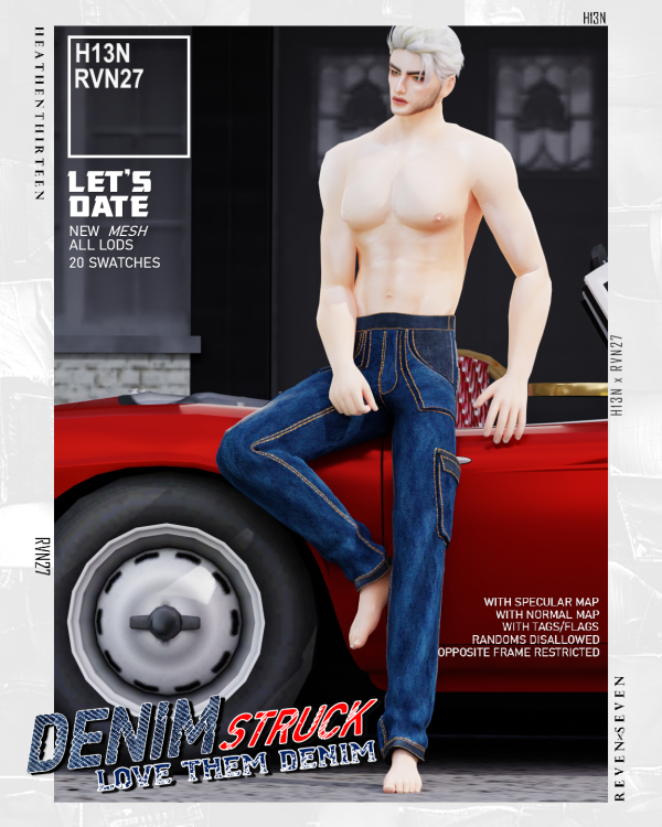 Alpha Stylish Straight Fit Cargo Denim Jeans by simsfinds - The Sims 4 Custom Content