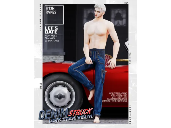 Alpha Stylish Straight Fit Cargo Denim Jeans by rvn2seven - The Sims 4 Custom Content