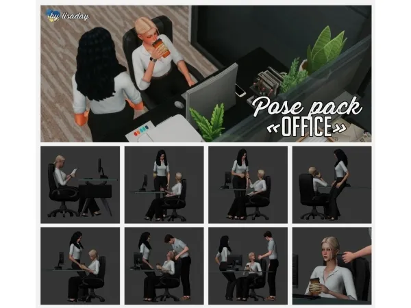 Maxis Match OFFICE POSE PACK - The Sims 4 Custom Content
