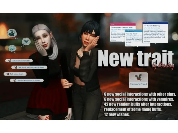 Maxis Match Vampire's Friend A NEW CUSTOM TRAIT - The Sims 4 Custom Content
