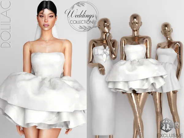 Mix Weddings Collection Mini Wedding Dress DO0251 by DOLilac - The Sims 4 Custom Content