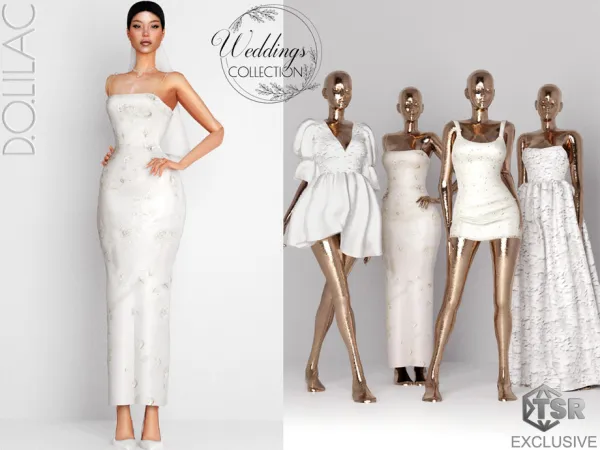 Alpha Weddings Collection Strapless Embellished Wedding Gown DO0255 by DOLilac - The Sims 4 Custom Content