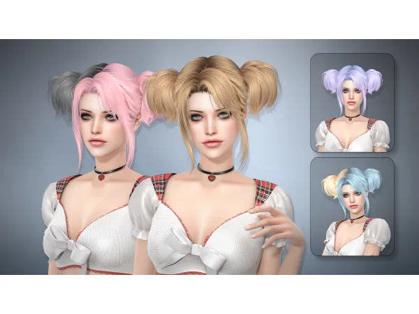 Alpha SKULLPANDA HAIRSTYLE (SET) by Newsea - The Sims 4 Custom Content