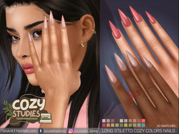 Long Stiletto Cozy Colors Nails