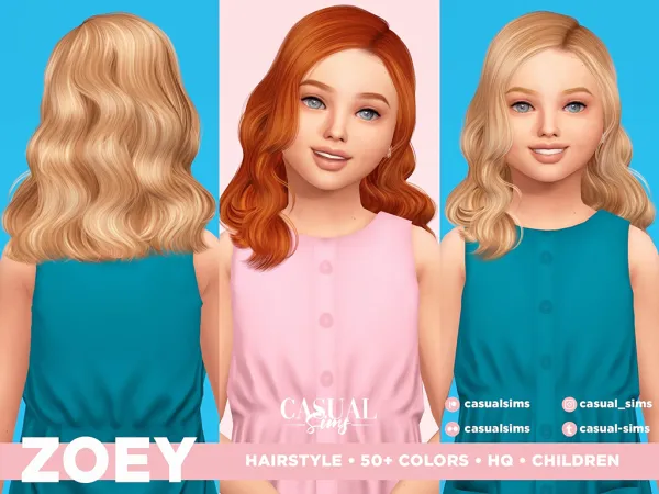 Alpha Zoey Hairstyle Children - The Sims 4 Custom Content