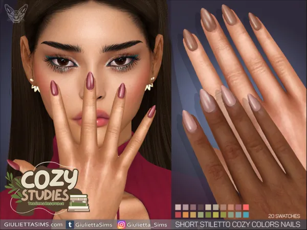 Alpha Short Stiletto Cozy Colors Nails - The Sims 4 Custom Content