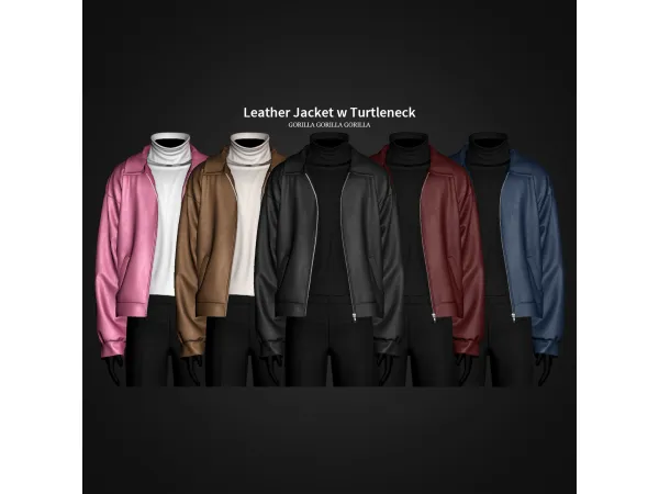 Alpha Leather Jacket w Turtleneck by gorillax3 - The Sims 4 Custom Content