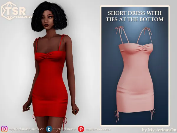 Alpha Short dress with ties at the bottom by MysteriousOo - The Sims 4 Custom Content