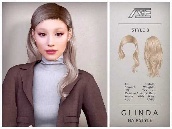 Alpha Glinda Style 3 (Hairstyle) by Ade_Darm - The Sims 4 Custom Content