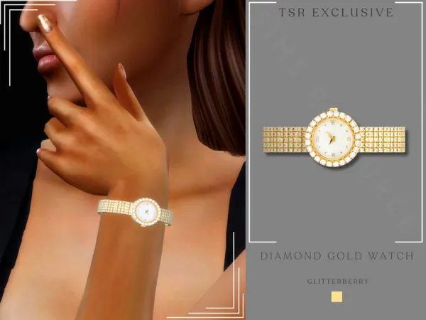 Alpha Gold Diamond Watch by Glitterberryfly - The Sims 4 Custom Content