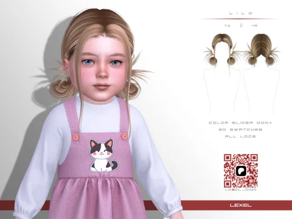 Alpha Lilo toddler hairstyle by LEXEL_s - The Sims 4 Custom Content