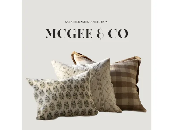 Alpha MCGEE CO THROW PILLOWS SET by sarahelizasims - The Sims 4 Custom Content