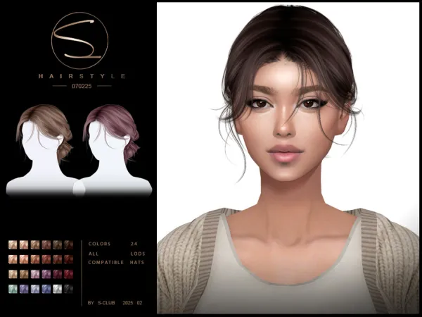 Alpha Cute updo hairstyle 070225 Club by S - The Sims 4 Custom Content