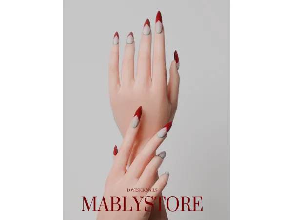 Alpha LOVESICK NAILS by Mably - The Sims 4 Custom Content